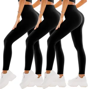 SINOPHANT 3 Pack Leggings for Women - High Waisted Tummy Control Buttery Soft Yoga Pants for Workout Athletic