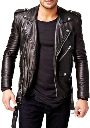 SKADO Genuine Leather Jacket Men Real Leather Jacket Biker Soft Lambskin SlimFit