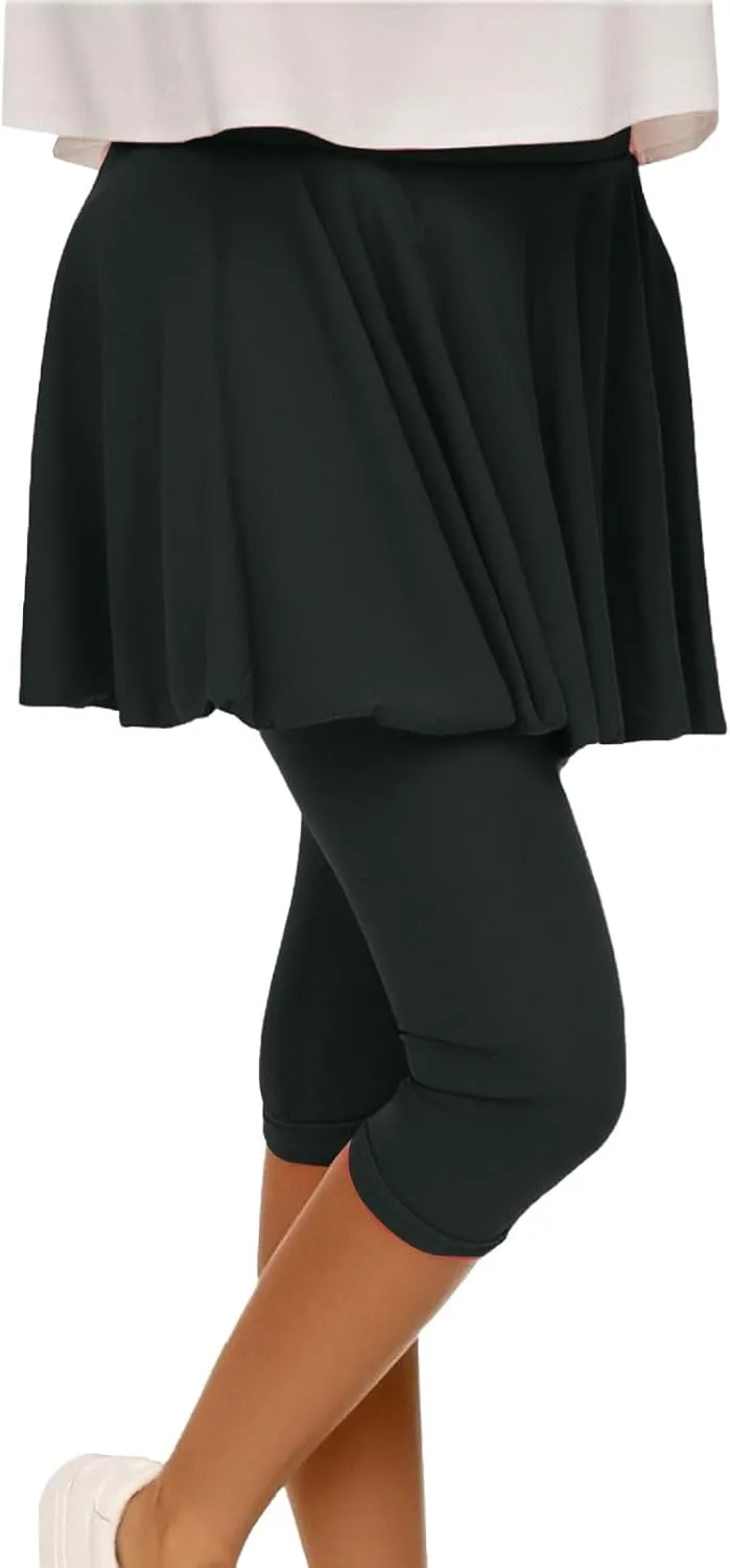 Skirted Leggings for Women 2025 Tennis Golf Skorts Capris Cropped Gym Sport Running Yoga Legging with Skirts Summer