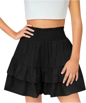 Skorts for Girls High Waisted Ruffles A Line Casual Skirt 2025 Trendy Pleated School Skort Tennis Golf Shorts