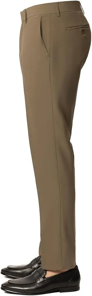Slim Fit Men Suit Stretchy Spandex Peak Lapel 2 Button Flat Front Pants 9936