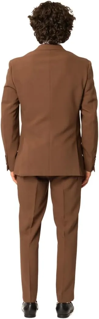 Slim Fit Men Suit Stretchy Spandex Peak Lapel 2 Button Flat Front Pants 9936