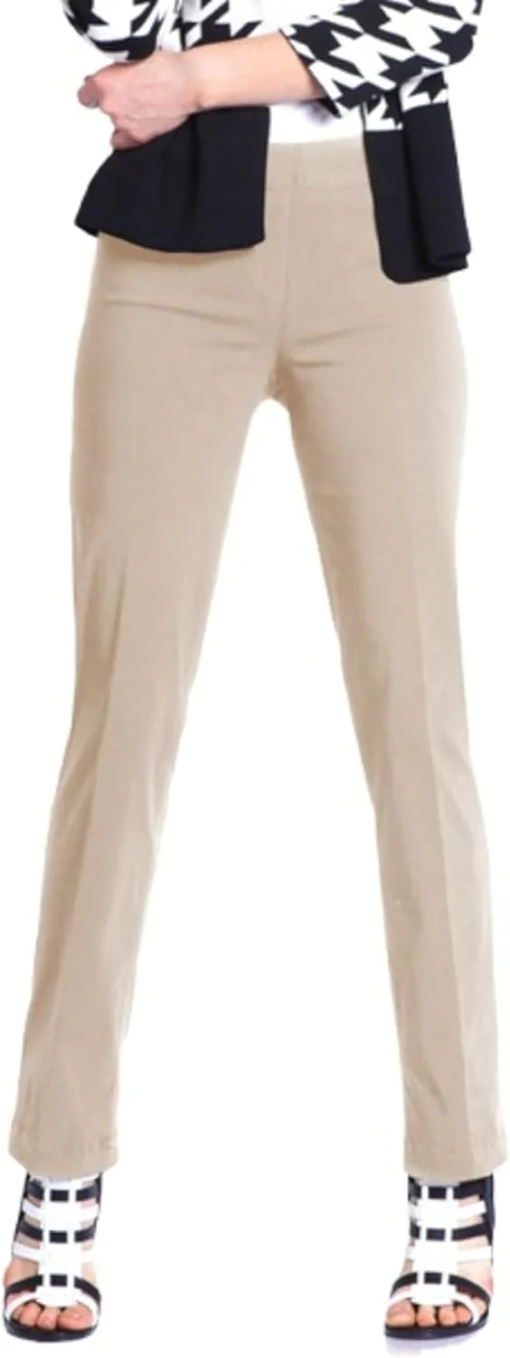 SLIM-SATION Women's Wide Band Pull-on Relaxed Leg Pant with Tummy Control