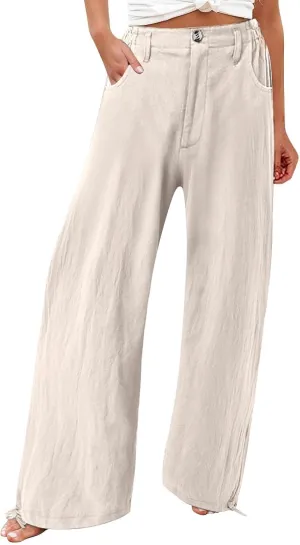 SMIDOW High Waist Wide Leg Pants for Women Trendy 2024 Casual Loose Long Trousers Palazzo Pants with Pockets