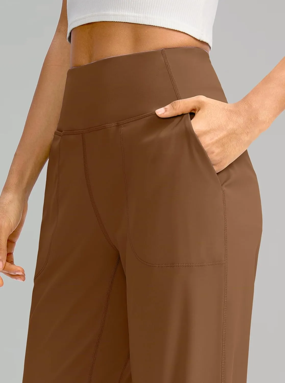 Soothfeel Wide Leg Pants for Women Yoga Work Pants with Pockets High Waist Lounge Sweatpants Dress Pants Petite/Tall 28" 30"