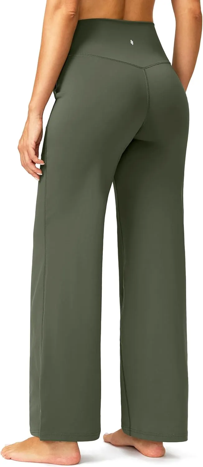 Soothfeel Wide Leg Pants Woman Yoga Pants with Pocket Crosscover High Waist Stretch Work Lounge Casual Dress Sweatpants