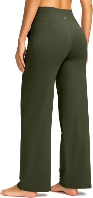 Soothfeel Wide Leg Pants Woman Yoga Pants with Pocket Crosscover High Waist Stretch Work Lounge Casual Dress Sweatpants