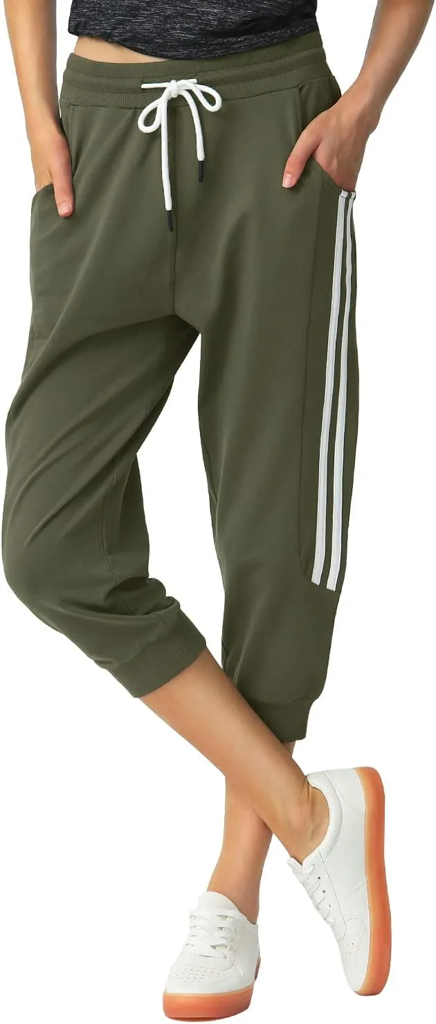 SPECIALMAGIC Women's 2 Pack Capri Pants Cropped Joggers with Pockets Capri Sweatpants