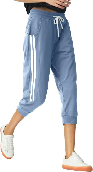SPECIALMAGIC Women's 2 Pack Capri Pants Cropped Joggers with Pockets Capri Sweatpants