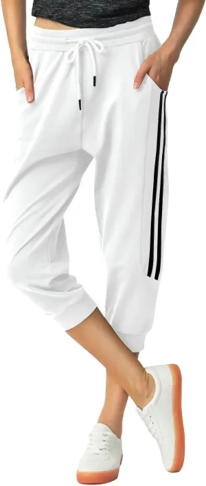 SPECIALMAGIC Women's Capri Pants Cropped Joggers with Pockets Elastic Waist Drawstring Capri Sweatpants