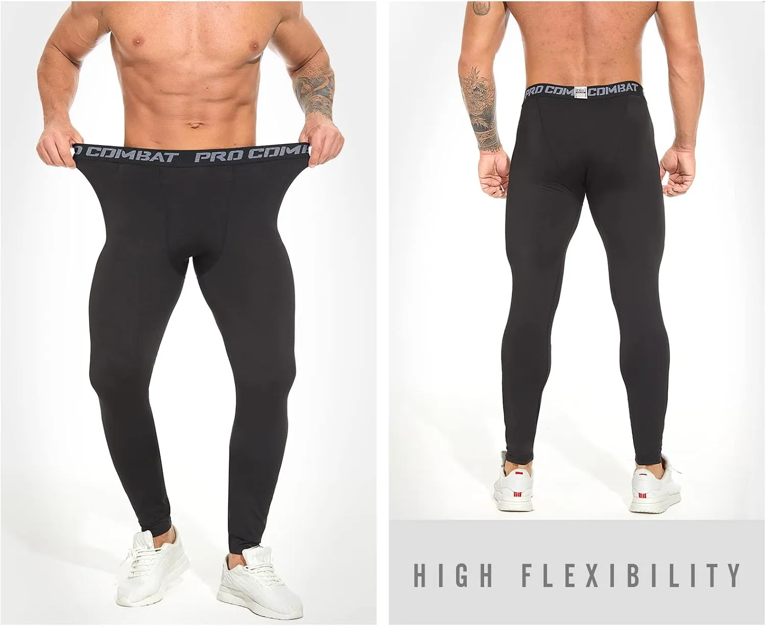 SS COLOR FISH 3 Pack Men Compression Pants Athletic Baselayer Workout Legging Running Tights for Men