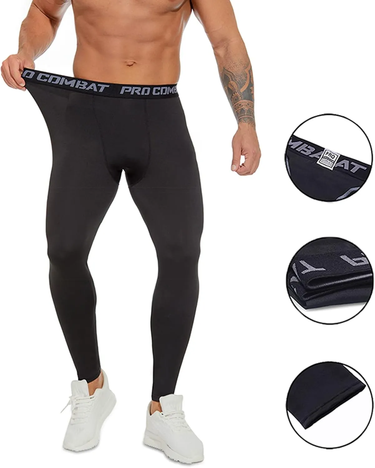 SS COLOR FISH 3 Pack Men Compression Pants Athletic Baselayer Workout Legging Running Tights for Men