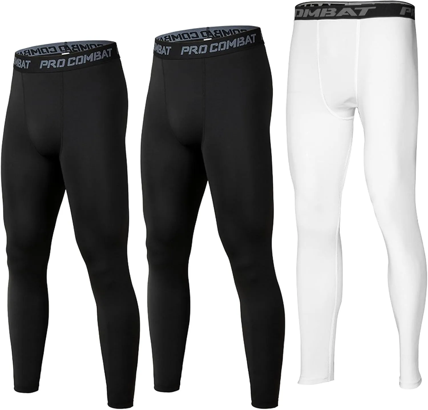 SS COLOR FISH 3 Pack Men Compression Pants Athletic Baselayer Workout Legging Running Tights for Men
