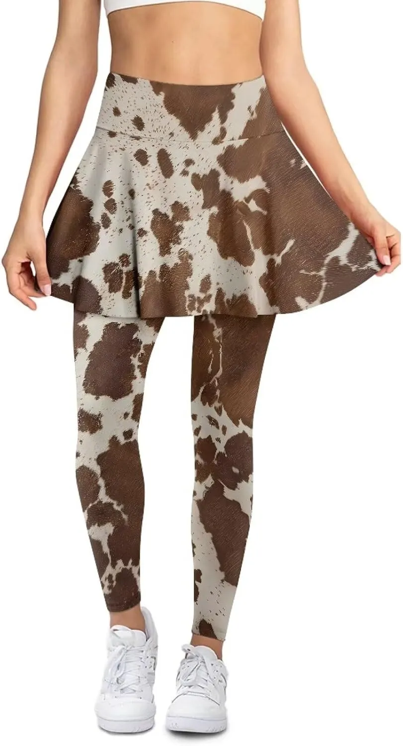 Suobstales Skirted Leggings with Pockets, High Waisted Tennis Yoga Pleated Skirt with Capris Leggings for Women Ladies