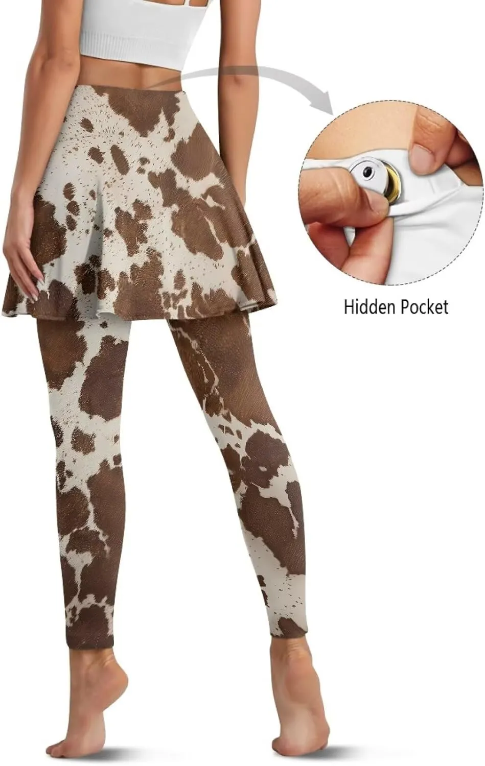 Suobstales Skirted Leggings with Pockets, High Waisted Tennis Yoga Pleated Skirt with Capris Leggings for Women Ladies