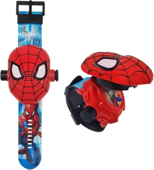 Superhero Projector Watch Kids Digital Watch Toy Toddler Watch with 24 Anime Images Stocking Stuffer Gift for Birthday Halloween Christmas Anniversaries (Red)