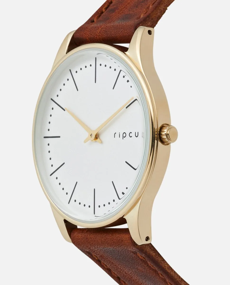 Supreme Slim Gold Leather Watch