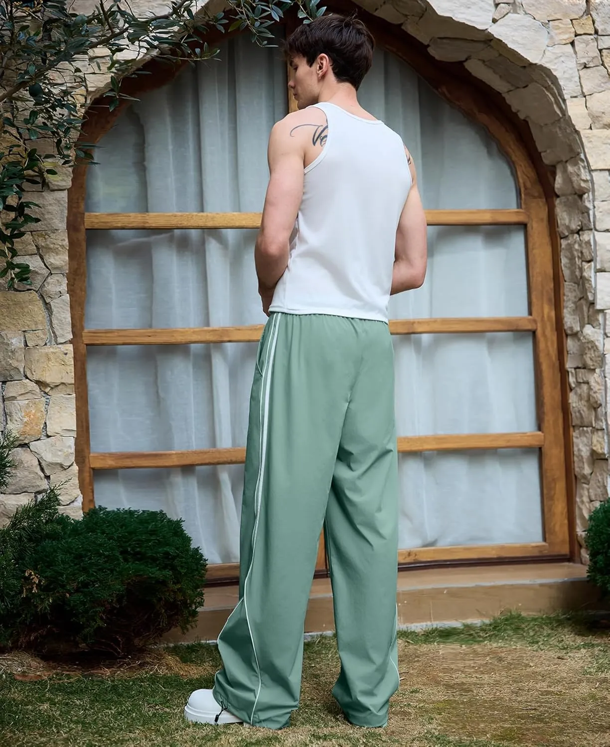 Susclude Mens Baggy Sweatpants Wide Leg Elastic Waist Track Pants Y2k Stretch Summer Casual Pants for 2025 Trendy Streetwear