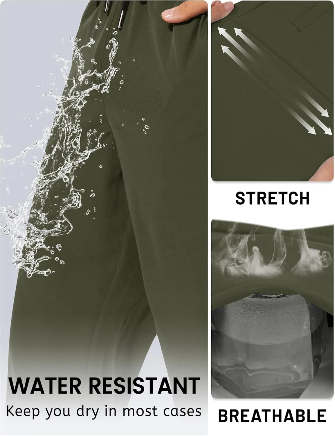 TACVASEN Mens Lightweight Hiking Pants Athletic Casual Quick Dry Stretch Water Resistant Joggers with Pockets Workout Gym