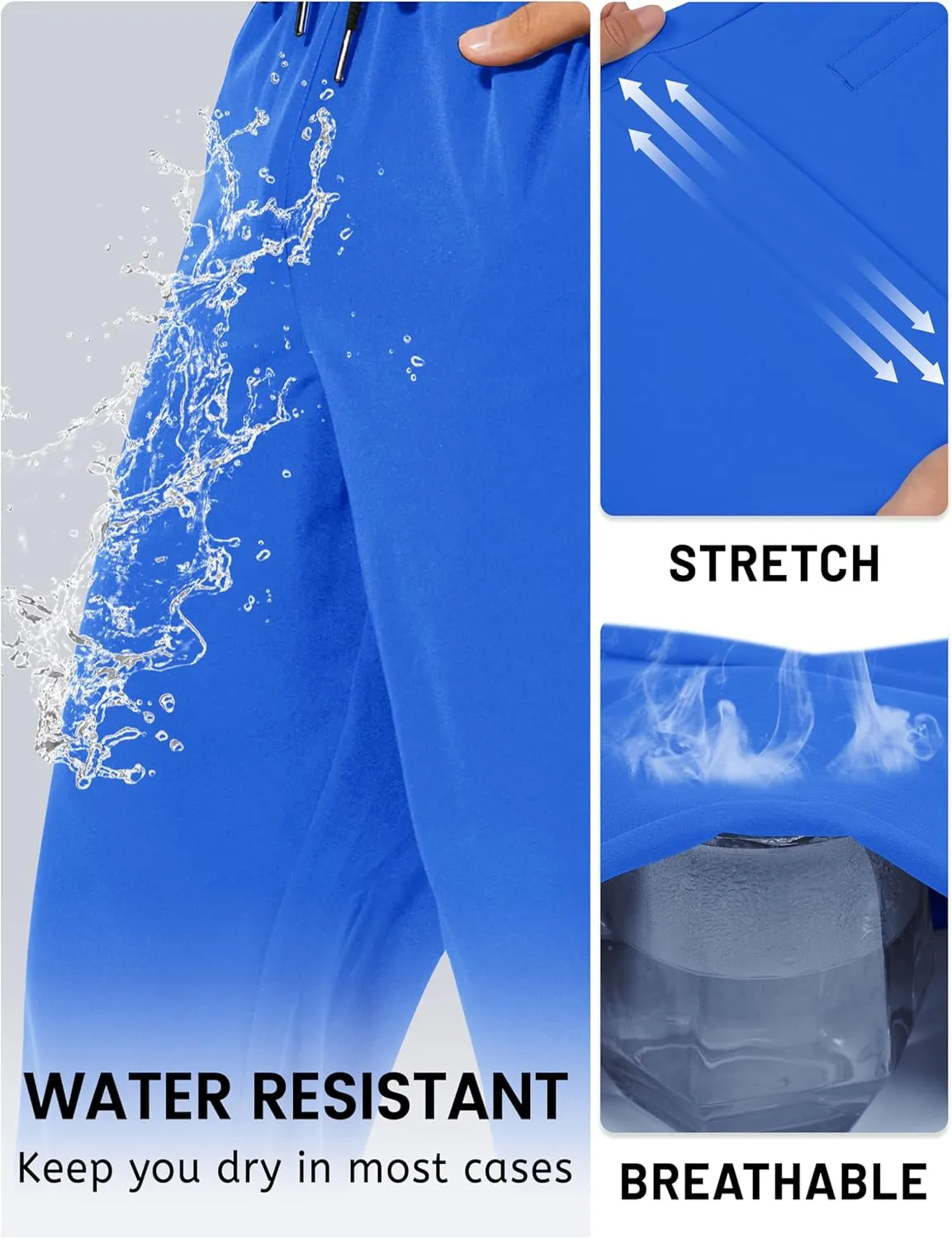TACVASEN Mens Lightweight Hiking Pants Athletic Casual Quick Dry Stretch Water Resistant Joggers with Pockets Workout Gym