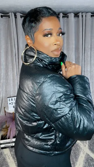 The PRETTY VIXEN Puffer Bomber Coat (Black)