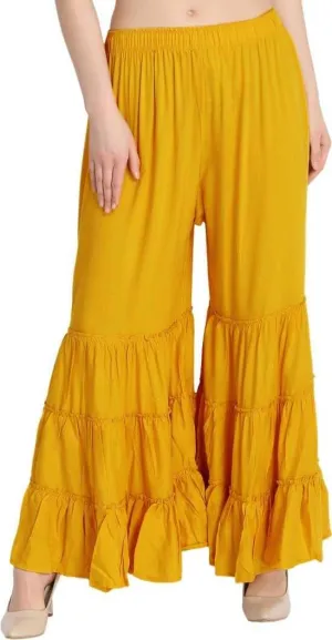 TNQ Women's Rayon Relaxed Flared Garara-Sharara Free Size (28" to 38")