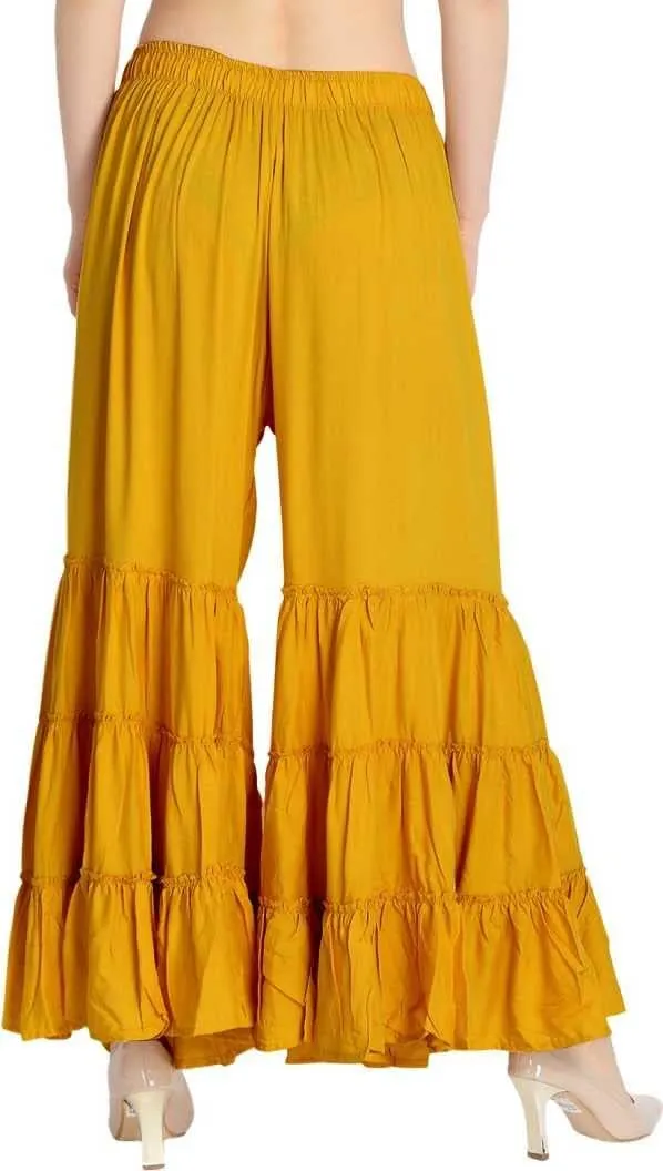 TNQ Women's Rayon Relaxed Flared Garara-Sharara Free Size (28" to 38")