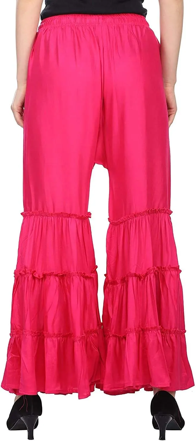 TNQ Women's Rayon Relaxed Flared Garara-Sharara Free Size (28" to 38")
