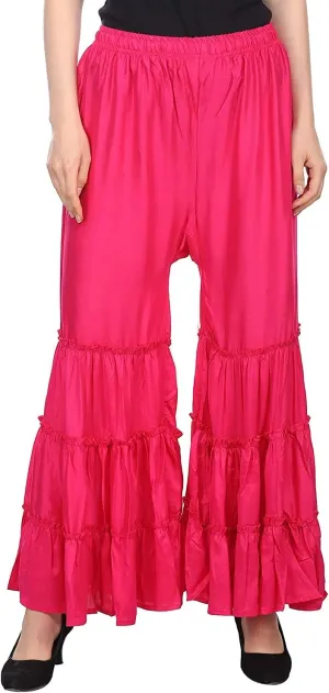 TNQ Women's Rayon Relaxed Flared Garara-Sharara Free Size (28" to 38")