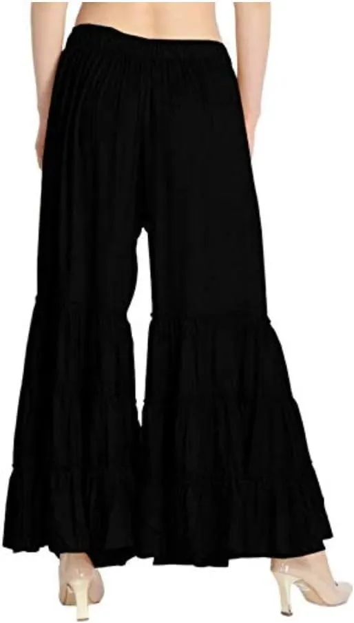 TNQ Women's Rayon Relaxed Flared Garara-Sharara Free Size (28" to 38")