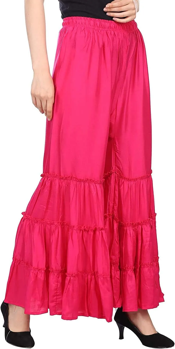 TNQ Women's Rayon Relaxed Flared Garara-Sharara Free Size (28" to 38")