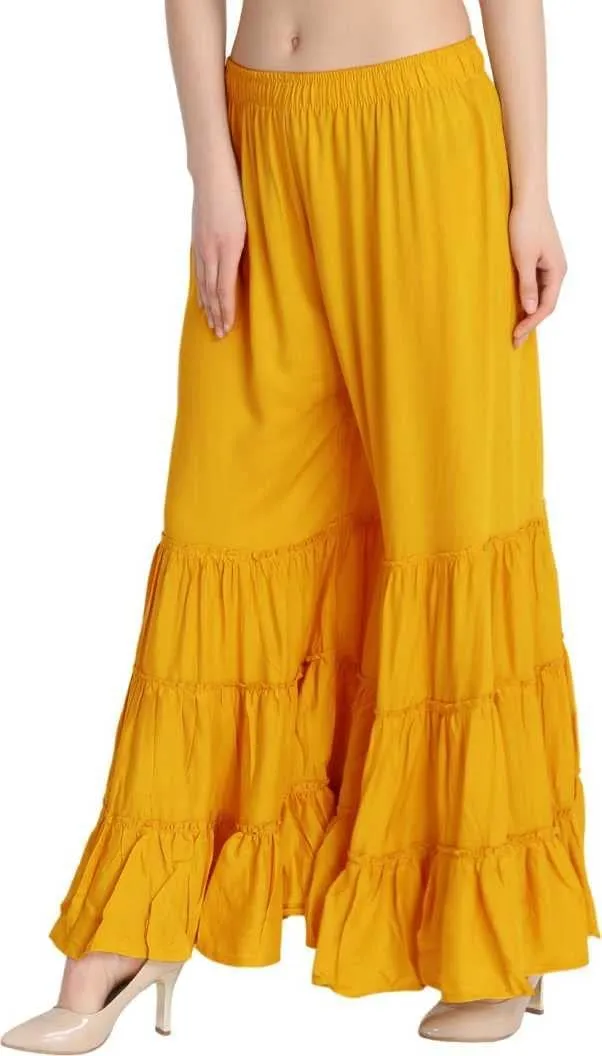 TNQ Women's Rayon Relaxed Flared Garara-Sharara Free Size (28" to 38")