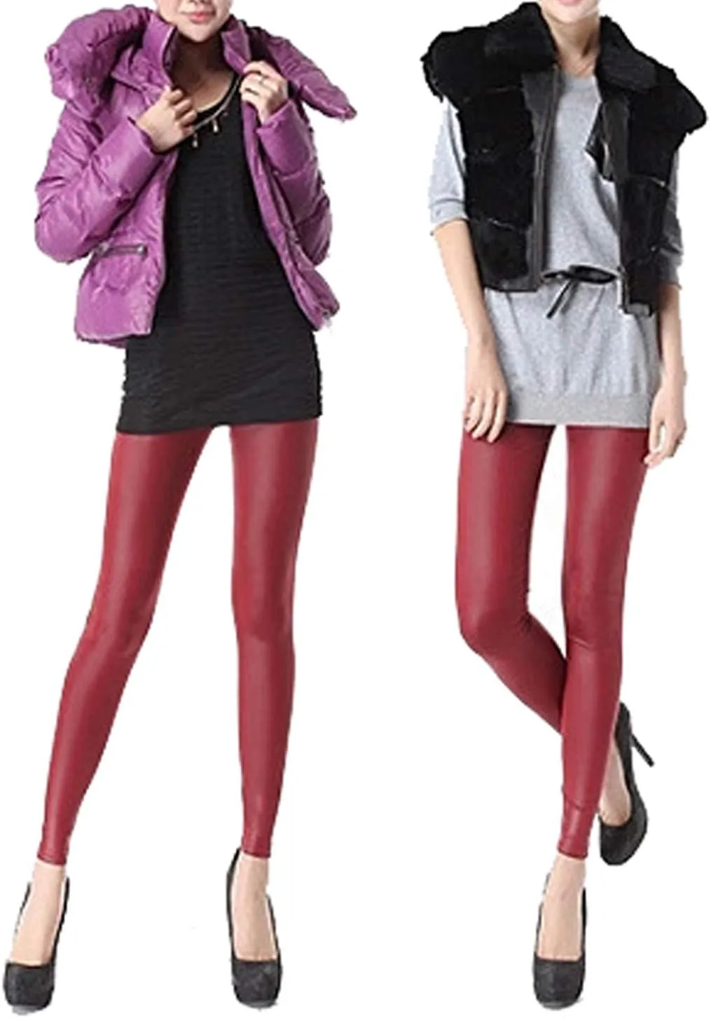 Tulucky Girls Stretchy Faux Leather Legging Teens Pants
