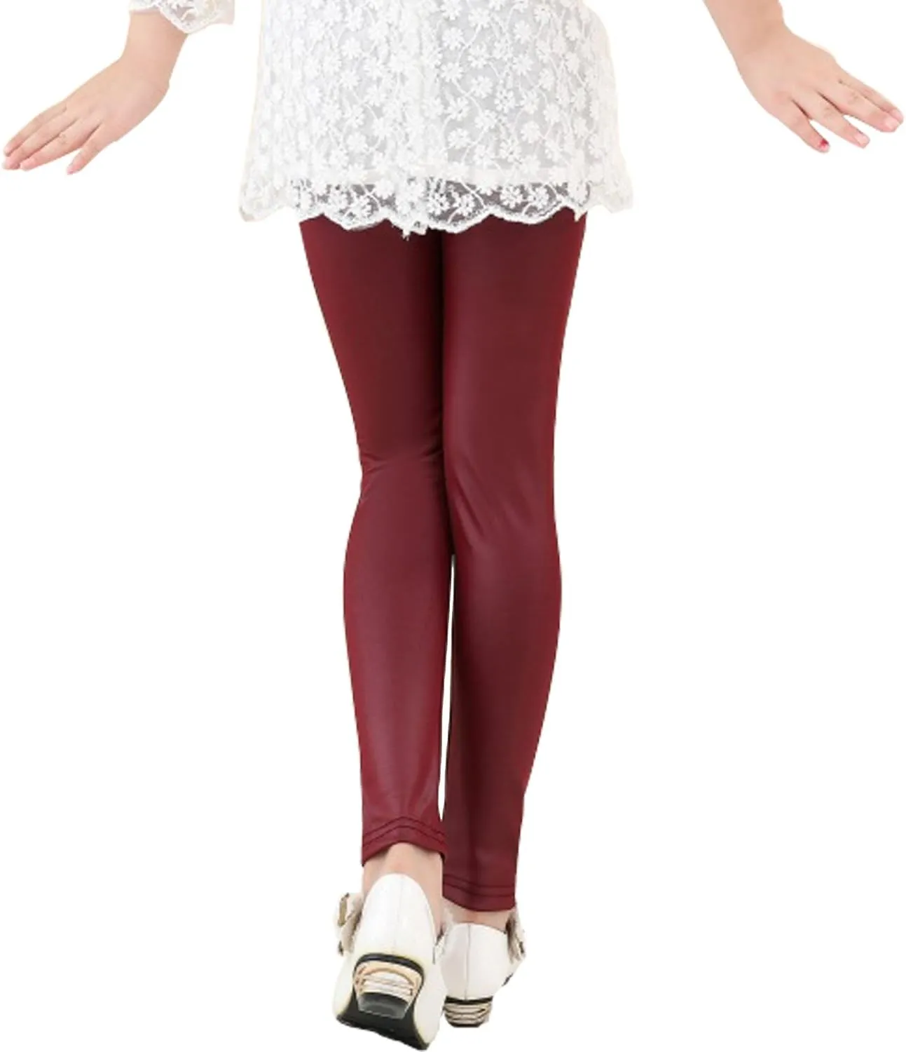Tulucky Girls Stretchy Faux Leather Legging Teens Pants
