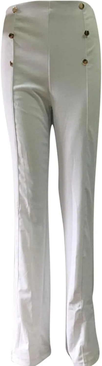 Uillui Dress Pants for Women Business Casual Classy High Waist Flared Sailor Pants Stretchy Wide Leg Trousers Work Slacks