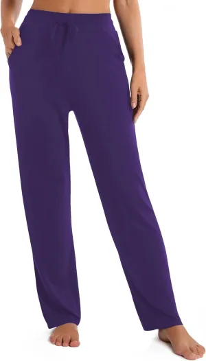 Urban CoCo Women's Straight Leg Long Pants Elastic High Waist Drawstring Casual Trousers with Pockets