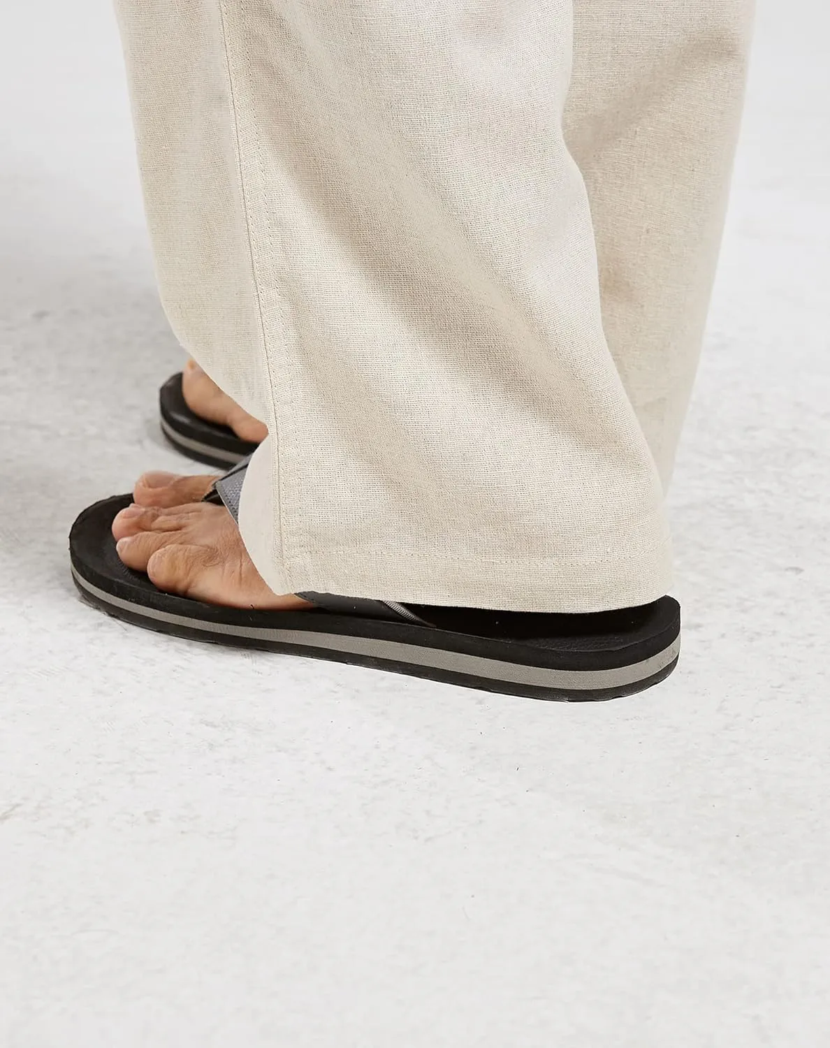 utcoco Qiuse Men's Casual Loose Fit Straight-Legs Stretchy Waist Beach Pants