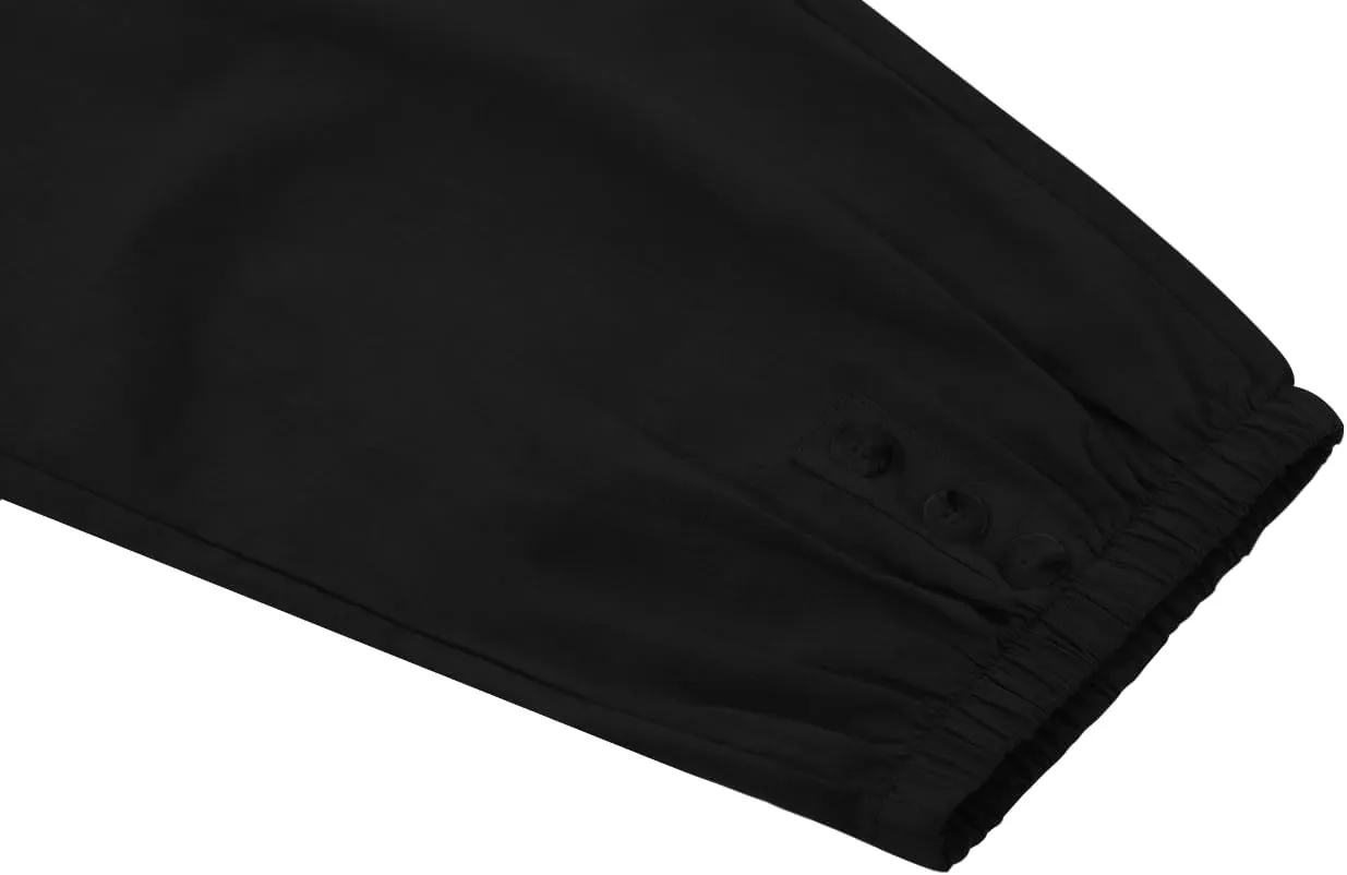 utcoco Women's Cotton Linen Harem Pants High Waist Drawstring Trousers Casual Loose Button Cropped Pants