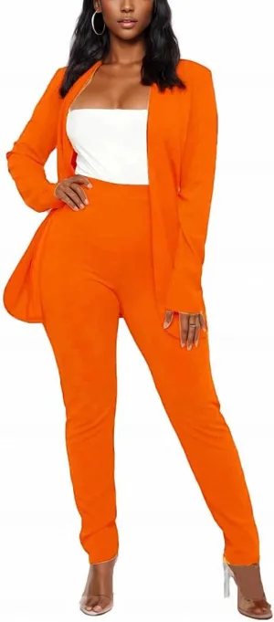 Vakkest Womens Suits 2 Piece Set Business Formal Outfit Casual Long Sleeve Blazer and Office Work Pencil Pants Dressy
