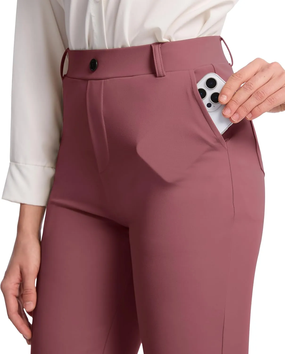 VIMPEP Womens 2024 Fall Stretchy Yoga Dress Pants High Rise Straight Leg with Pockets Casual Petite/Regular 1202