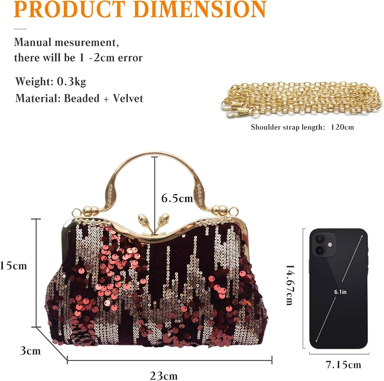 Vintage 1920s Clutch Bag Women Velvet Evening Bag Sparkly Sequin Handbag Crystal Shoulder Bag Bridal Wedding Purse