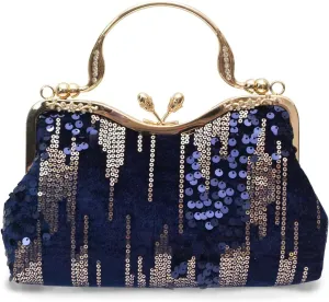Vintage 1920s Evening Bag for Women Velvet Clutch Bag Sparkly Sequin Handbag Bridal Wedding Purse