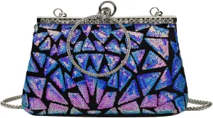 Vintage 1920s Evening Clutch Bag for Women Sparkly Sequin Handbag Bridal Wedding Purse Rhinestone Crossbody Bag