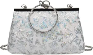 Vintage 1920s Evening Clutch Bag for Women Sparkly Sequin Handbag Bridal Wedding Purse Rhinestone Crossbody Bag