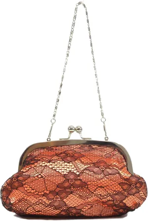 Vintage Lace Evening Clutch Bag for Women Elegant Floral Purse with Rhinestone Frame for Weddings Parties Formal Events