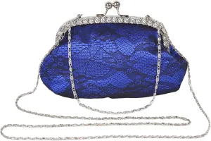 Vintage Lace Evening Clutch Bag for Women Elegant Floral Purse with Rhinestone Frame for Weddings Parties Formal Events