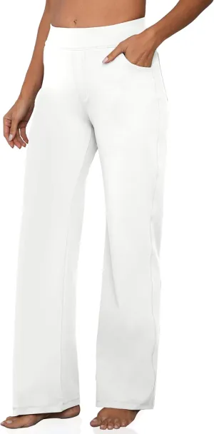 VOOVEEYA Wide Leg Pants for Women, Yoga Pants with Pockets High Waist Casual Straight Dress Pants Petite/Tall/Regular