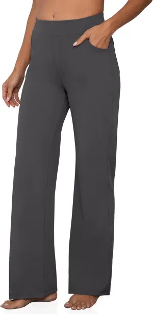 VOOVEEYA Wide Leg Pants for Women, Yoga Pants with Pockets High Waist Casual Straight Dress Pants Petite/Tall/Regular