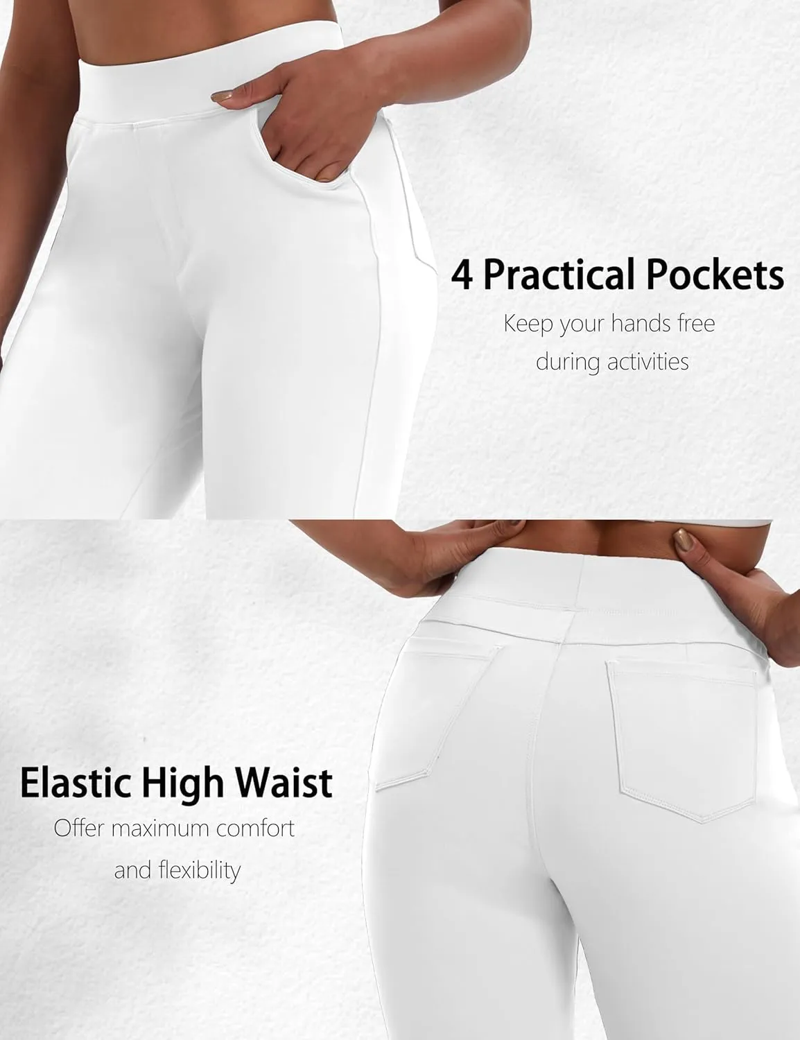 VOOVEEYA Yoga Capri Pants for Women, Crop Leggings with Pockets High Waisted Casual Straight Leg Pants