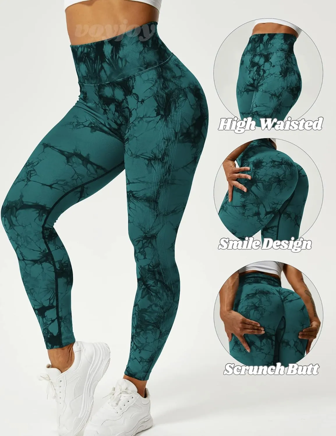 VOYJOY Seamless Leggings for Women High Waist Yoga Pants Scrunch Butt Lifting Elastic Tights